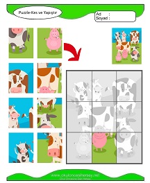 Puzzle Kes Yapıştır Çalışma Sayfaları